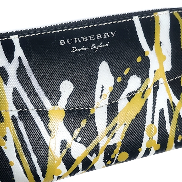 Burberry Wallet Trench Calfskin Leather Splash Print Zip Around - Picture 13 of 13
